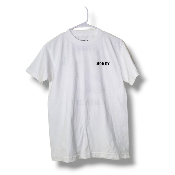 NWOT Honey Brand Co 'Steaks Are High' Graphic Logo Spellout Tee in White Sz S - Picture 3 of 8